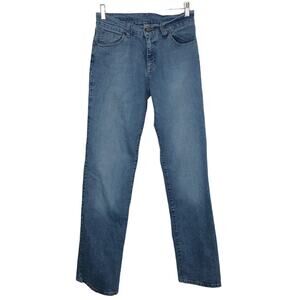 Gabriele Strehle Light Wash High Rise Blue Denim Straight Leg Jeans